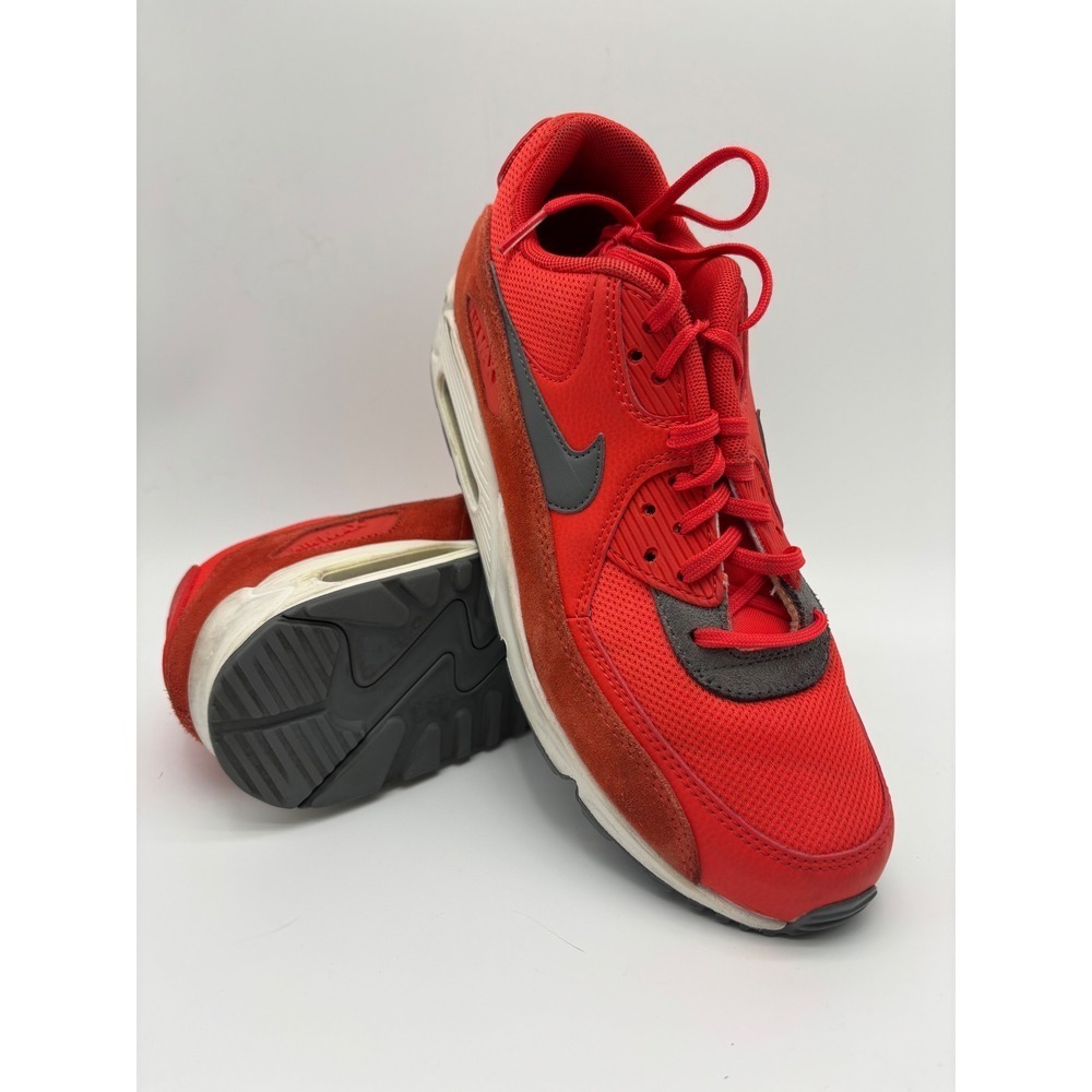 Nike‎ Air Max 90 Mens  Road Running Shoes Red GreyWhite Low Top Sneakers Size 10